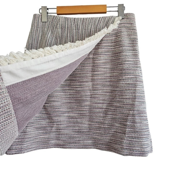 Anthropologie Maeve tweed fringe wrap skirt white red blue size 4 NWOT - Picture 5 of 14